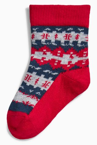 Red/Navy Socks Five Pack (Younger Boys)